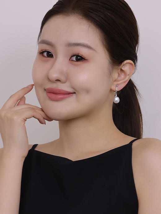 【挚友限定】(挂珠款)18K金可换珠耳夹 极光澳白珍珠 银蓝色巴洛克12-13mm 商品图2