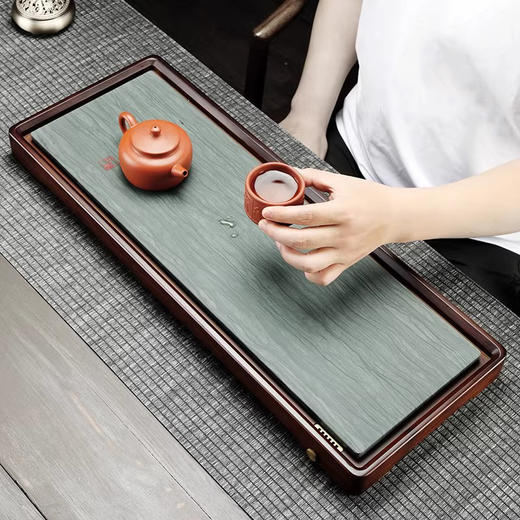 尚置丨茶盘 乌金石重竹茶托 家用排水式 简约长方形 茶海干泡茶台 商品图2