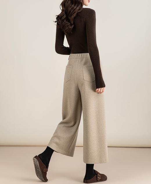 通勤大气毛呢阔腿加绒羊毛九分裤 商品图5