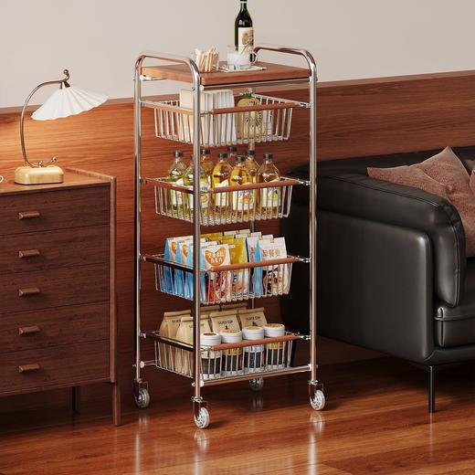 厨房置物架落地多层抽拉式蔬菜零食篮子收纳架多功能移动推车架子 商品图6