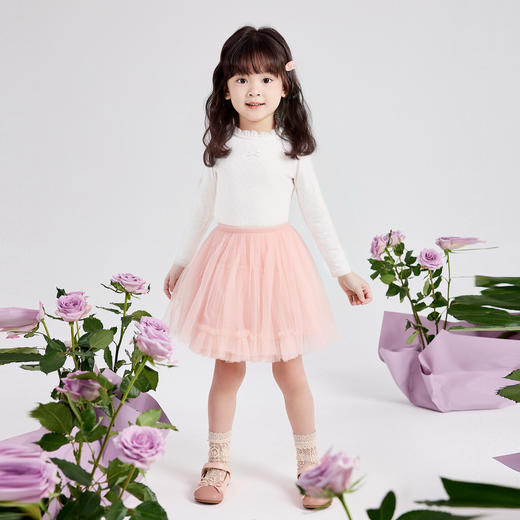 笛莎Deesha 童装女童T恤2026春新款甜美肌理针织面料百搭T恤 商品图2