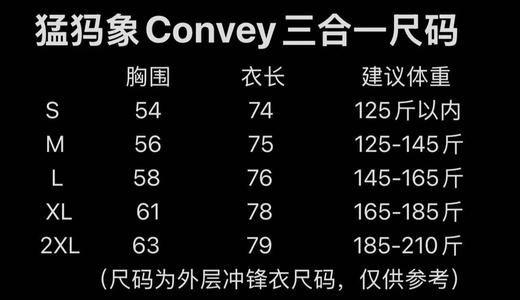 原单正品 MAMMUT猛犸象 三合一羽绒冲锋衣，正品越南原产

黑色S M L XL XXL（偏大） 商品图9