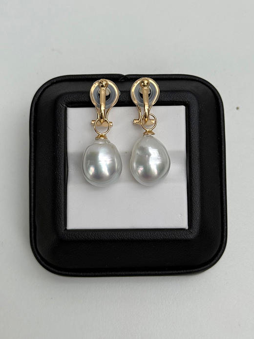 【挚友限定】(挂珠款)18K金可换珠耳夹 极光澳白珍珠巴洛克11-12mm（封板福利 无质量问题不接受7天无理由） 商品图6