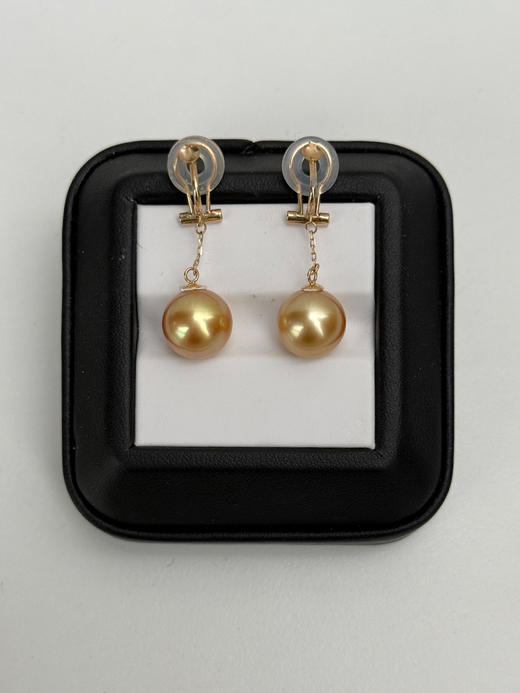 【挚友限定】(耳线款)18K金可换珠耳夹 浓金极光南洋金珠 商品图3