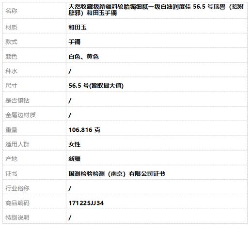 【天然正品】天然收藏级新疆料轮胎镯细腻一级白油润度佳56.5号瑞兽和田玉手镯 171225JJ34 商品图8