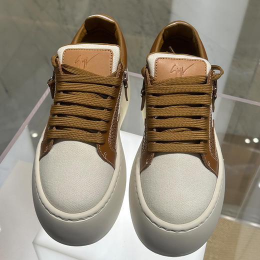 Giuseppe Zanotti 女士签名徽标皮革休闲运动鞋 棕色 RS50011002 商品图2