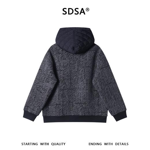 SDSA男士秋冬新款痞帅男装韩版提花线条拼接连帽卫衣百搭宽松上衣 商品图4