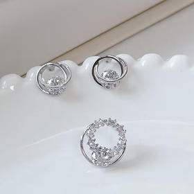 设计感气质多造型耳钉闪锆圆环锆石耳饰-163496477