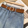 D121812冬季加绒加厚弯刀牛仔裤一字假口袋高腰显瘦阔腿牛仔裤（配腰带） 商品缩略图12