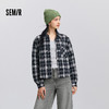 森马长袖衬衫女春季短背心宽松格纹衬衣复古港风盐系小个子两件套 商品缩略图1