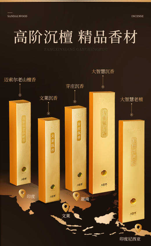 【高阶星级礼佛香】微烟经典老檀/惠安/芽庄/海南/迈索尔/文莱沉香竹签香金标供佛香 商品图0