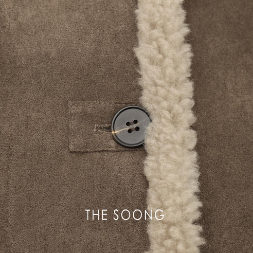 THESOONG"暖乎乎"麂皮绒面内里绵羊毛两面穿翻领外套HWPY8422 商品图5