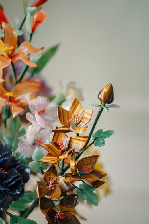 【已售】独角鹿西洋古董20世纪中国出品传统东方花卉纹景泰蓝盆装饰「春色满园」珍宝像生盆景 商品图4