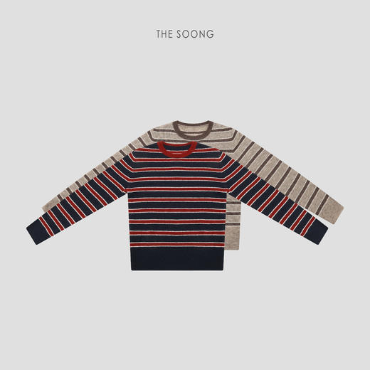 THESOONG"灵感活力"90s澳洲羊毛混纺撞色条纹肌理感毛衣HWMY8417 商品图0