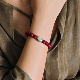 ELOANE GALLERY落岸 天然紫金朱砂足银珠磁吸扣手链ORIENT红韵系列