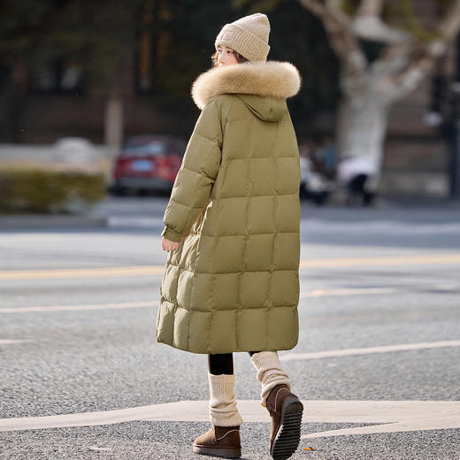 HR SYY8822休闲风长款羽绒服时尚休闲宽松保暖鸭绒服外套 商品图3