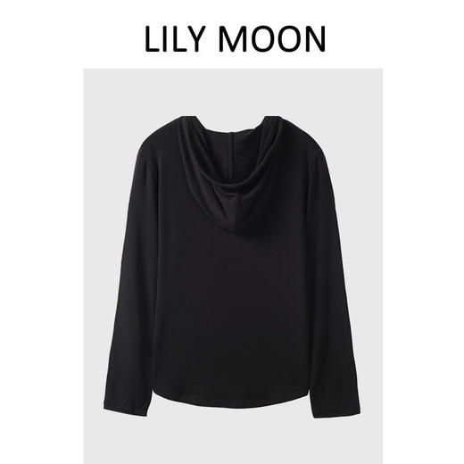 LILY MOON稀土蚕丝羊毛连帽长袖打底衫 商品图3