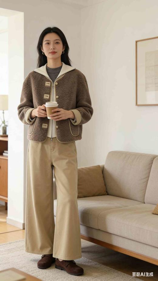 福利款  588199冬圈圈毛PU里，厚棉服，均码一个号，宽松版型，120斤以内均可穿着 商品图2