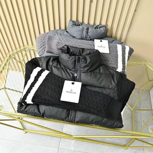 D121807新款男士手臂条纹针织拼接立领棉服外套 商品图0