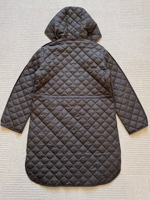 1218-9 渠道圆正 忙可 日本菱形衍缝 鹅绒填充 风衣款 抽绳收腰 中长 轻羽绒服 商品图13