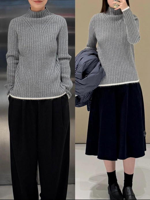 【秒杀价已调 直接拍】COS 修身版 美丽诺 罗纹烟囱领 羊毛针织衫（不是薄款） 商品图6