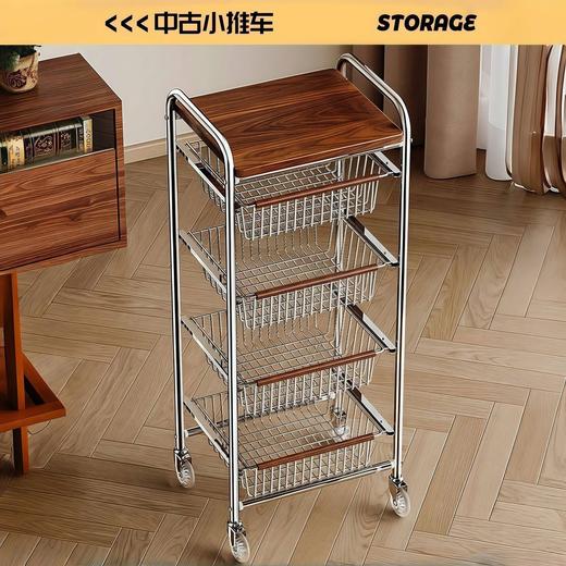 厨房置物架落地多层抽拉式蔬菜零食篮子收纳架多功能移动推车架子 商品图7