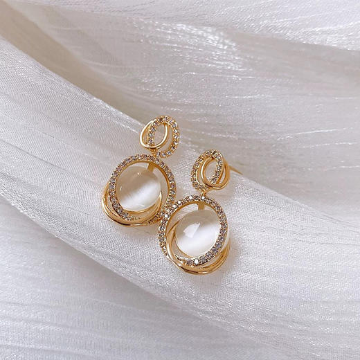 韩系气质猫眼石耳环银针耳环纪念日百货门店同款159464851 商品图0