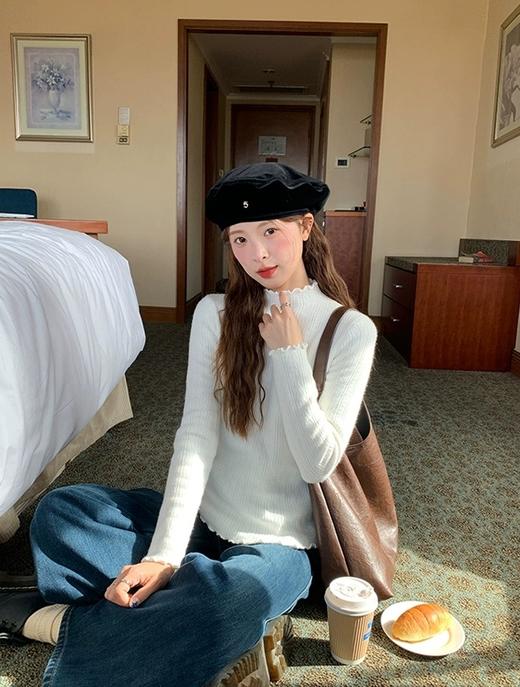 <曾小咸推荐> 半高领木耳边水貂绒针织衫 日常129/件 活动价69.99！！【预售款，预计3-15天发货】 商品图8