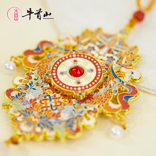 牛首山文创牛首福佑八吉祥车挂精致复古吉祥车载挂饰金色中式风格 商品图3