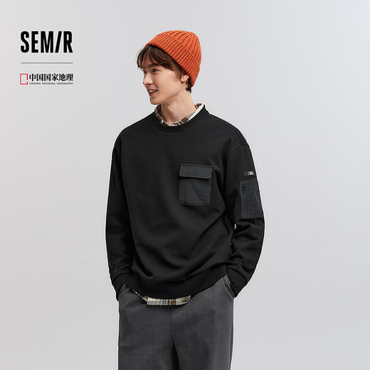 森柔|森马中国国家地理嘉绒系列卫衣男春联名胶章小宽松圆领上衣 商品图0