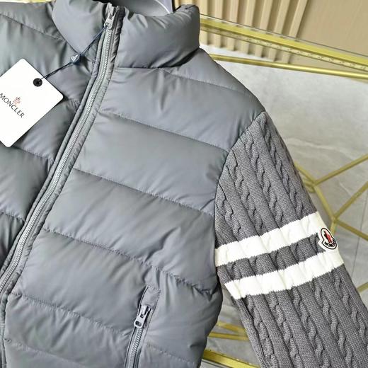 D121807新款男士手臂条纹针织拼接立领棉服外套 商品图3