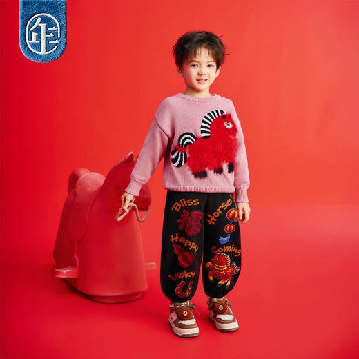 年衣童装儿童毛衣男女童冬季新款中式生肖针织衫利马向上卫衣 商品图3
