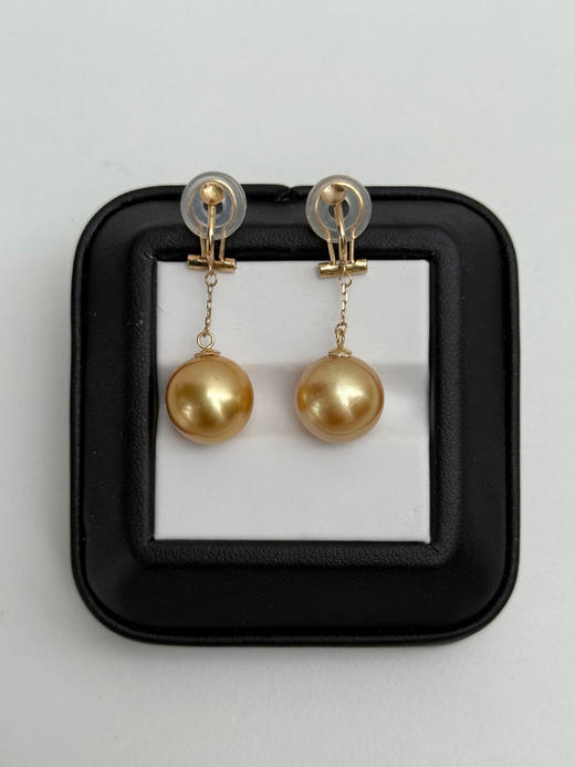 【挚友限定】(耳线款)18K金可换珠耳夹 浓金极光南洋金珠 商品图2
