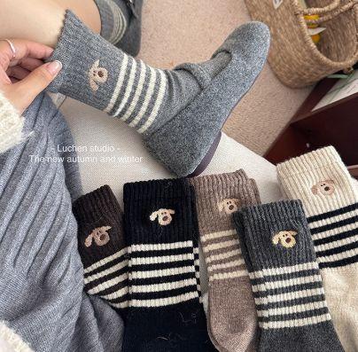 鹿鹿推荐·韩系条纹小狗袜子5对 商品图0