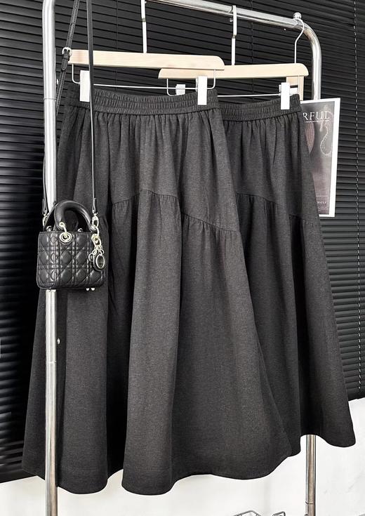 D121811冬季新款简约抽褶A字半身裙软糯百搭显瘦长裙 商品图14