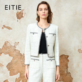 EITIE爱特爱气质圆领小香风撞色百搭显瘦通勤短外套2025春季新款8103801
