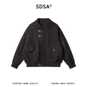 SDSA男士秋冬新款痞帅男装老钱风PU皮翻领夹克外套百搭时尚复古