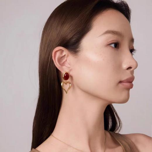 2楼Fellala/翡拉拉「简奢时尚5.0」系列玛瑙爱心耳环时尚耳饰货号925431108吊牌价799现价719 商品图3