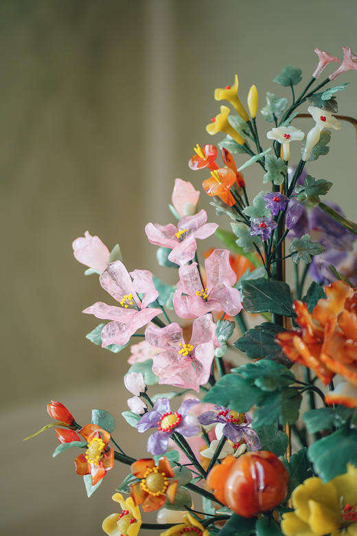 【已售】独角鹿西洋古董20世纪中国出品传统东方花卉纹景泰蓝盆装饰「春色满园」珍宝像生盆景 商品图2