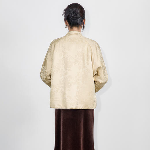 WL 2516407-双面可穿新中式天丝提花缎棉衣立领盘扣棉服 商品图1