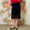 EITIE爱特爱高腰通勤不对称拼接黑色半身裙2025春新款8106801 商品缩略图0