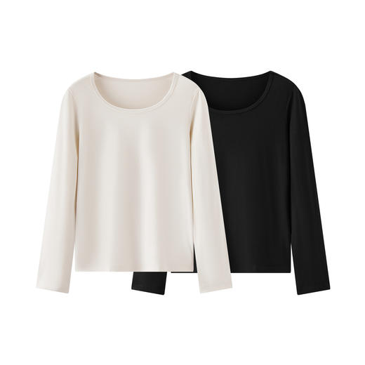 森马内衣女春季舒适纯色打底衫通勤百搭发热圆领上衣可内搭可外穿 商品图4