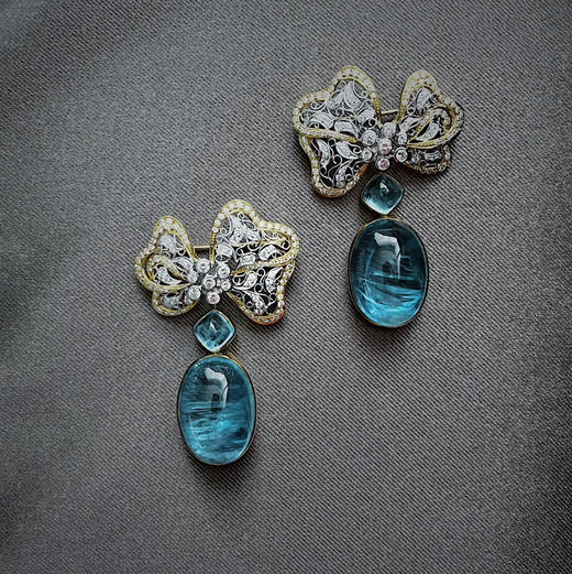 VINTAGE系列 18K镶钻石和海蓝宝石 胸针一组 商品图0