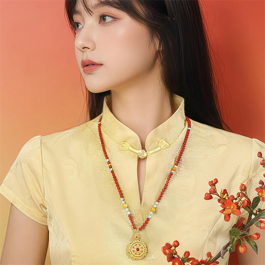 【新品首发】万能链 琳琅雅玉系列18k金南红万能链 新中式搭配万能链吊坠女士礼物MEMORA诗普琳MN001701 商品图1