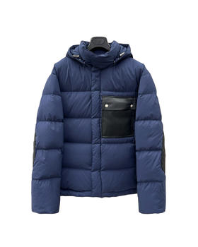 男款编织拼皮羽绒服la005