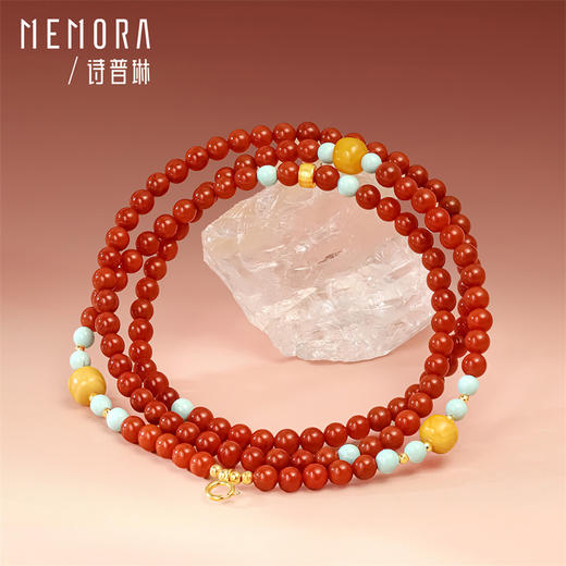 【新品首发】万能链 琳琅雅玉系列18k金南红万能链 新中式搭配万能链吊坠女士礼物MEMORA诗普琳MN001701 商品图6