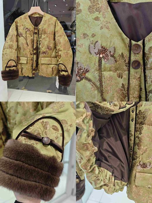 545239拼水貂毛短款鹅绒服 商品图3