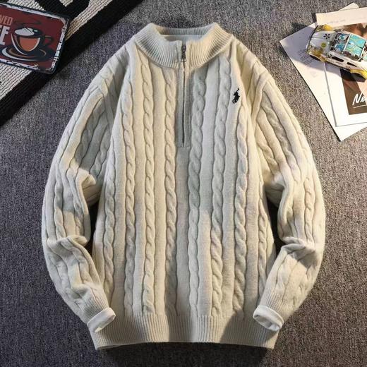 D121805秋冬季男士刺绣款半高领半拉链毛衣针织衫 商品图0