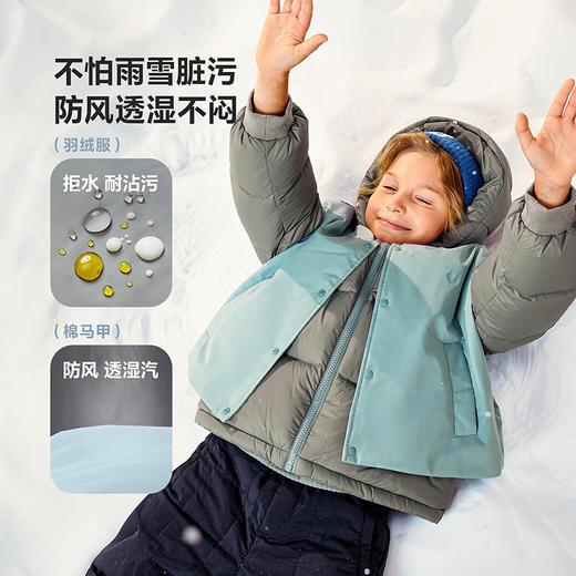 [真心绒]迷你巴拉男女童三防羽绒服儿童三合一连帽外套2025冬新款 商品图3