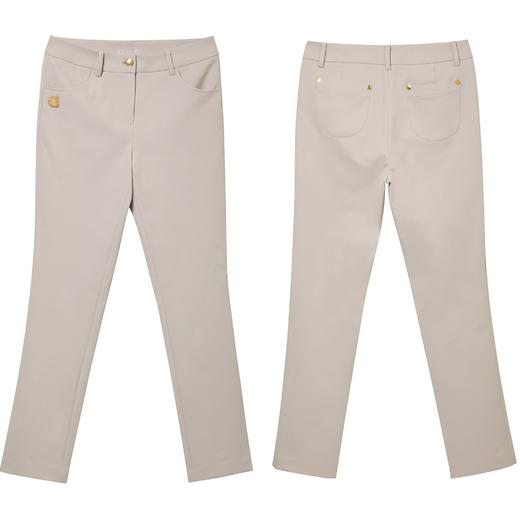 FL家女士三色经典LOGO版爆款长裤，版型一流，面料为春秋季稍厚面料！这款是目前他家最重工的一款裤子，裤腿徽章，腰部内里LOGO绣花，金色撞钉扣，无一不体现经典版的品质！ 商品图3